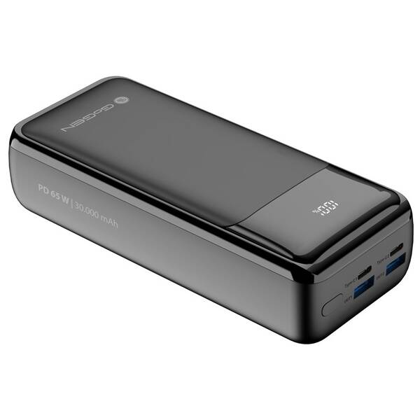 Powerbanka GoGEN 30000mAh, USB-C PD 65W, QC 22,5W, LCD černá


