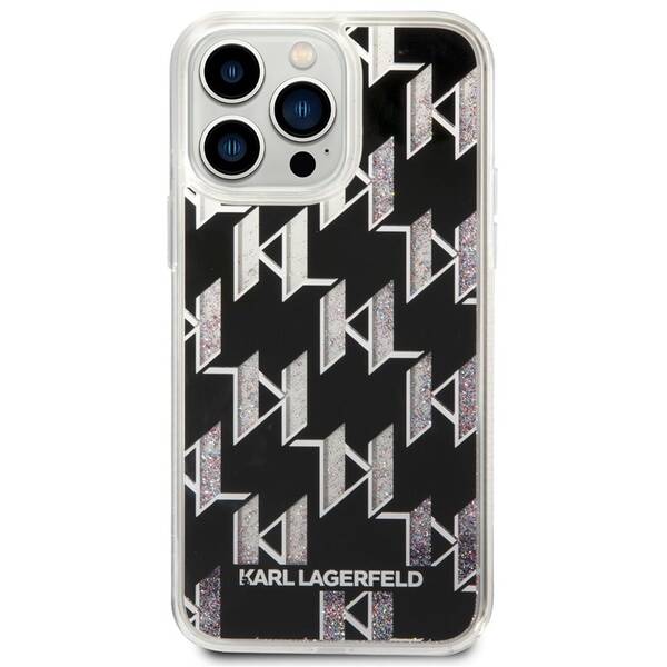 Kryt na mobil Karl Lagerfeld Monogram Liquid Glitter na Apple iPhone 14 Pro Max černý

