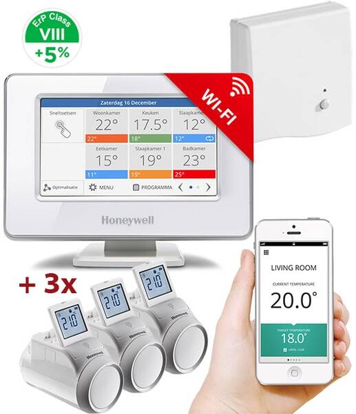 Kompletní sada Honeywell Evohome Starter Set 3 pro topení bílé

