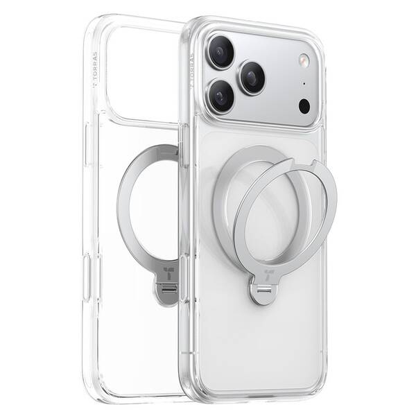 Kryt na mobil Torras Ostand Q3 Spin na Apple iPhone 17 Pro Max průhledný

