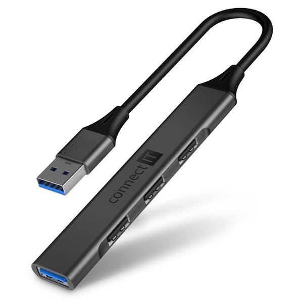 USB Hub Connect IT USB-A (1xUSB-A 3.0, 3xUSB-A 2.0) šedý

