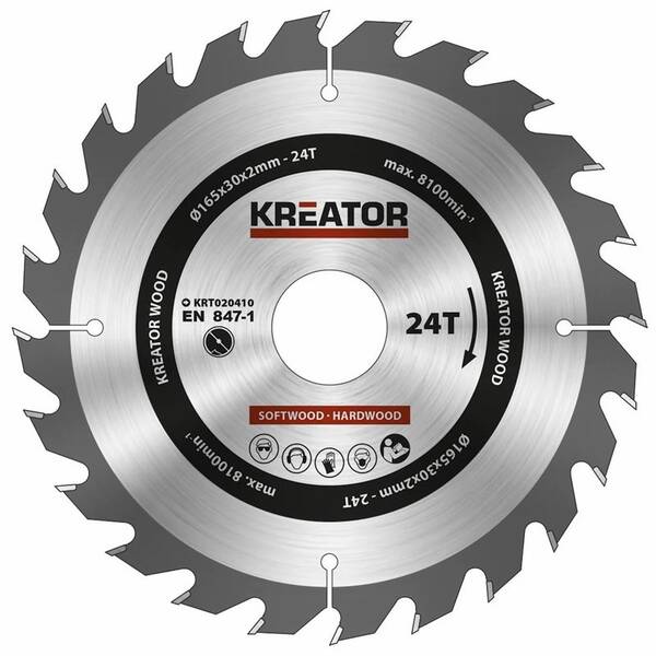 Kotouč pilový Kreator KRT020410 165mm 24T 

