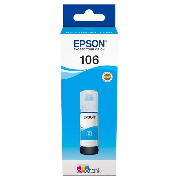 Inkoustová náplň Epson 106 EcoTank, 70 ml azurová

