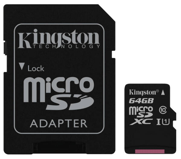 Paměťová karta Kingston MicroSDXC 64GB UHS-I U1 (80R/10W) + adapter 

