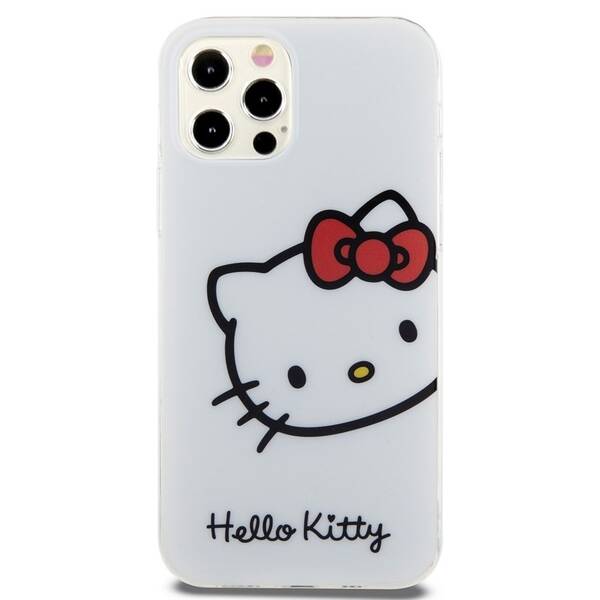 Kryt na mobil Hello Kitty IML Head na Apple iPhone 12/12 Pro bílá barva
