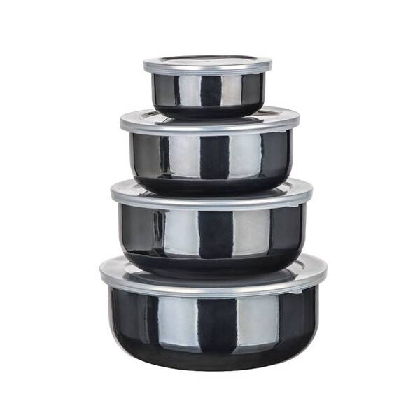 Sada potravinových dóz BANQUET METALLIC Black, 8 ks černá

