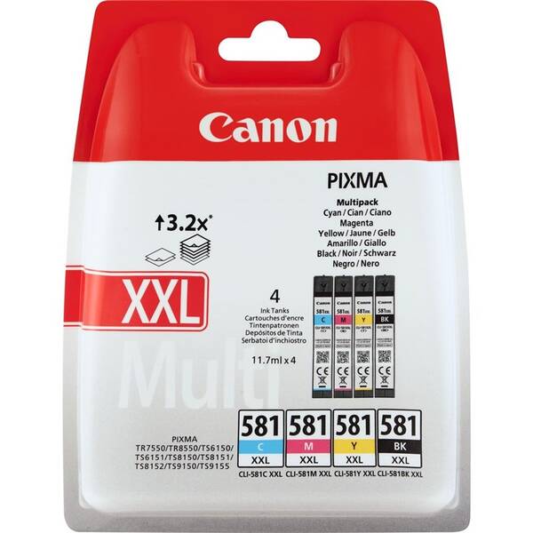 Inkoustová náplň Canon CLI-581XXL 800/300 stran, CMYK 

