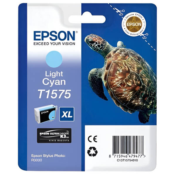 Inkoustová náplň Epson T1575, 25,9 ml - světle azurová 

