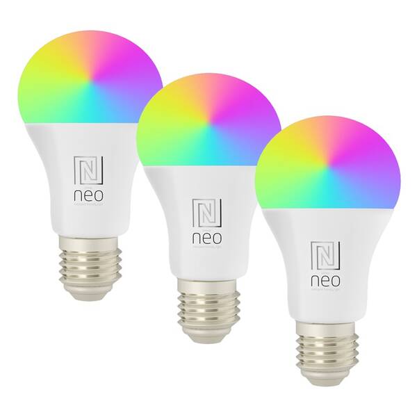 Chytrá žárovka IMMAX NEO SMART E27 11W RGB+CCT barevná a bílá, stmívatelná, Zigbee, TUYA, 3ks 

