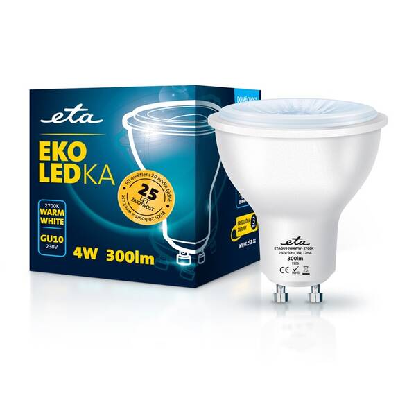 Žárovka LED ETA EKO LEDka bodová 4W, GU10, teplá bílá 

