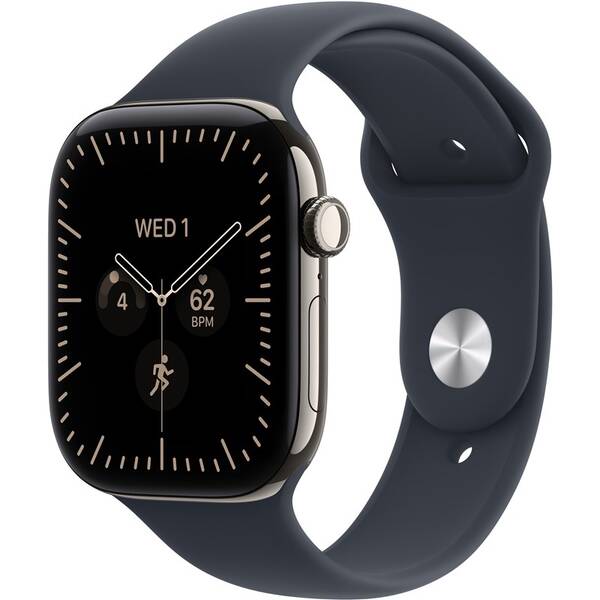 Chytré hodinky Apple GPS + Cellular 46 mm přírodní titan, námořnicky modrý sportovní řemínek - M/L 

