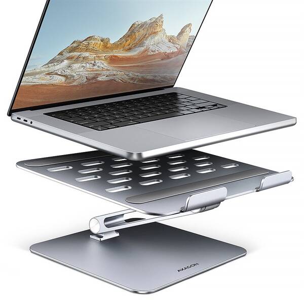 Podstavec pro notebooky Axagon STND-LQ - pro notebooky 10" - 17,3", nastavitelná výška a úhel stříbrný

