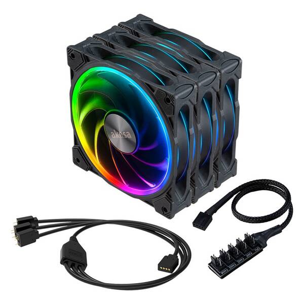 Ventilátor AKASA SOHO AR, 120 mm, ARGB, PWM, 3 ks černý

