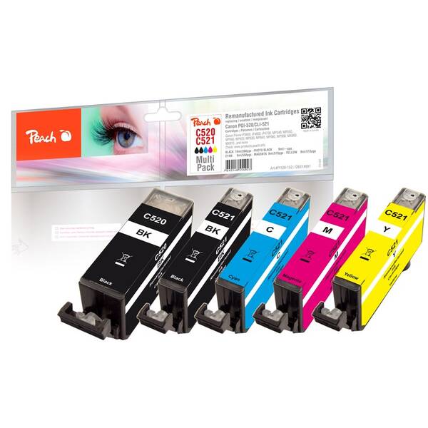 Inkoustová náplň Peach Canon PGI520/CLI521, MultiPac, 1x19, 4x9 ml vícebarevná

