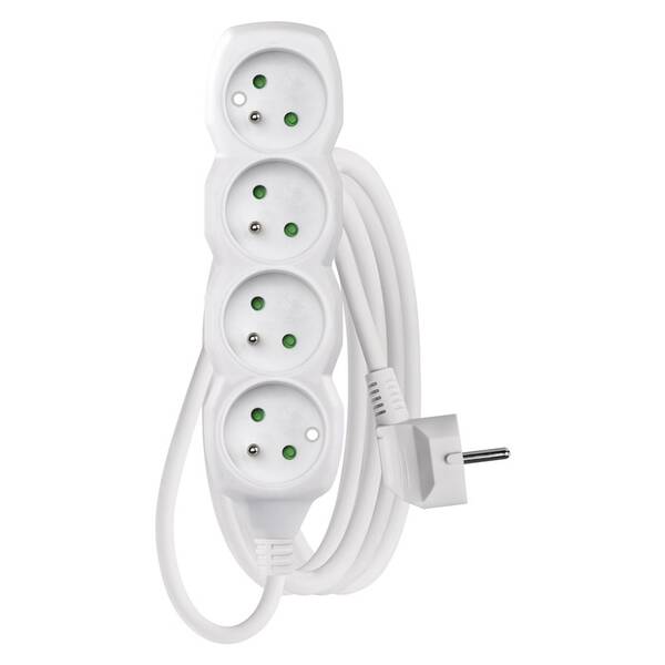 Kabel prodlužovací EMOS 4x zásuvka, 2m bílá

