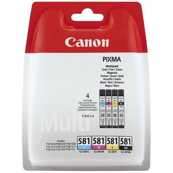 Inkoustová náplň Canon CLI581, 200/250 stran, vícebarevná

