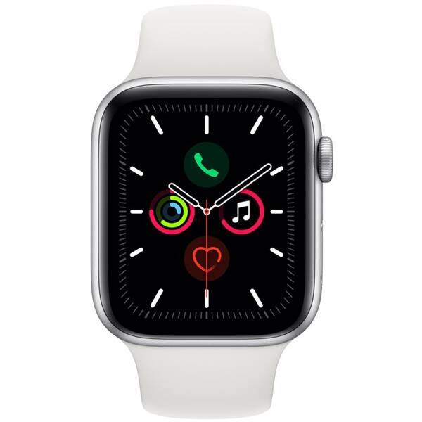 Chytré hodinky Apple GPS 44mm pouzdro ze stříbrného hliníku - bílý sportovní řemínek SK 

