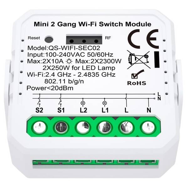 Modul IMMAX NEO LITE SMART kontroler V7 2-tlačítkový Wi-Fi, Tuya 
