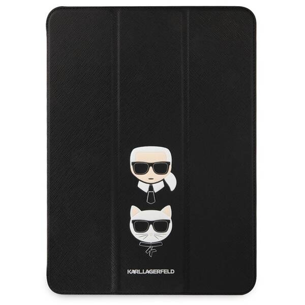 Pouzdro na tablet Karl Lagerfeld and Choupette Head Saffiano na Apple iPad Pro 12.9" černé

