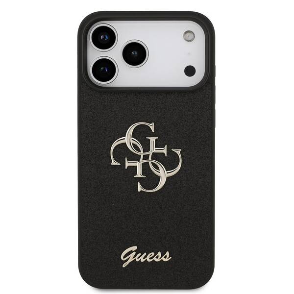 Kryt na mobil Guess Fixed Glitter 4G Metal Logo na Apple iPhone 18 Pro černý

