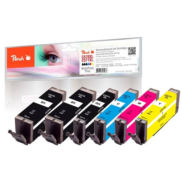 Inkoustová náplň Peach Canon PGI570XL/CLI571XL MultiPac Plus, 2x22, 4x11 ml vícebarevná

