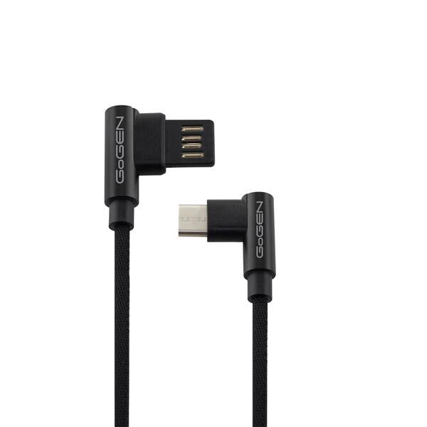 Kabel GoGEN USB/USB-C, 1m, oboustraný, opletený černá barva
