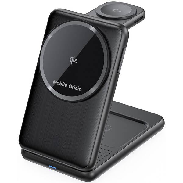 Bezdrátová nabíječka Mobile Origin PW8 3in1 Foldable Qi2 černá


