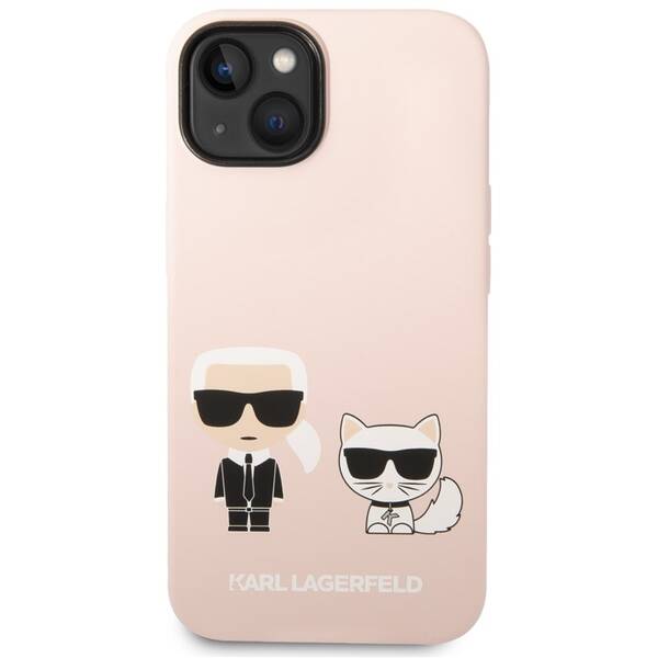Kryt na mobil Karl Lagerfeld MagSafe Liquid Silicone Karl and Choupette na Apple iPhone 14 růžový

