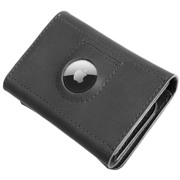 Peněženka FIXED Tripple Wallet pro AirTag z pravé hovězí kůže černá

