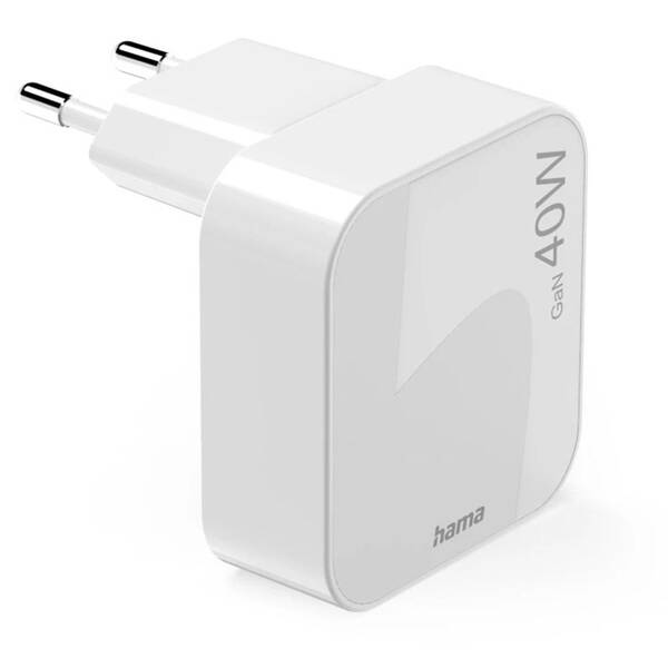 Nabíječka do sítě Hama GaN, 2x USB-C PD/QC 40 W bílá

