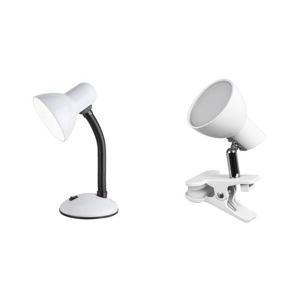 Stolní lampička Rabalux Dylan 4168 - bílá + LED lampička Noah 1477 s klipem - bílá 

