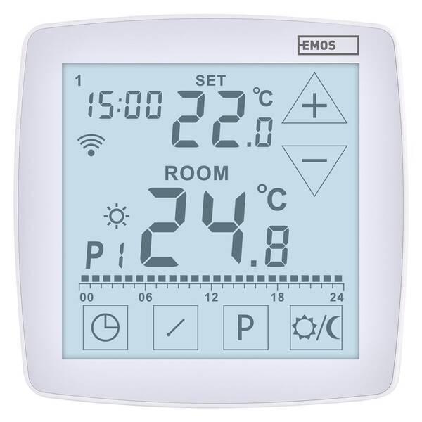 Termostat EMOS GoSmart, pokojový, programovatelný, drátový, WiFi bílý

