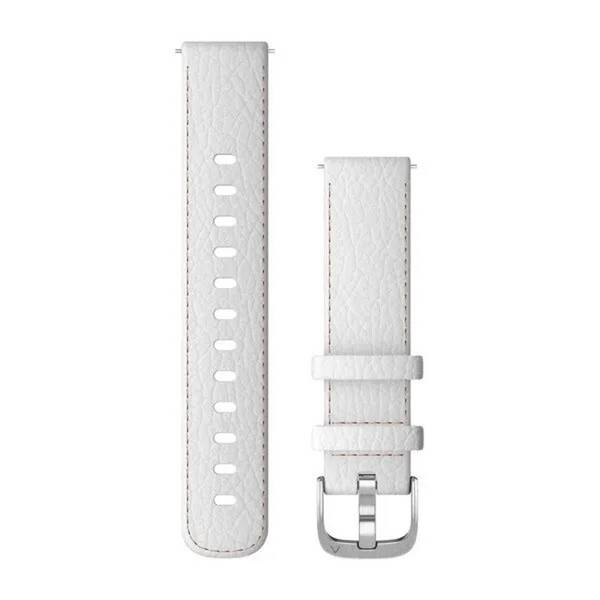Řemínek Garmin Quick Release (18 mm), kožený stříbrný/bílý

