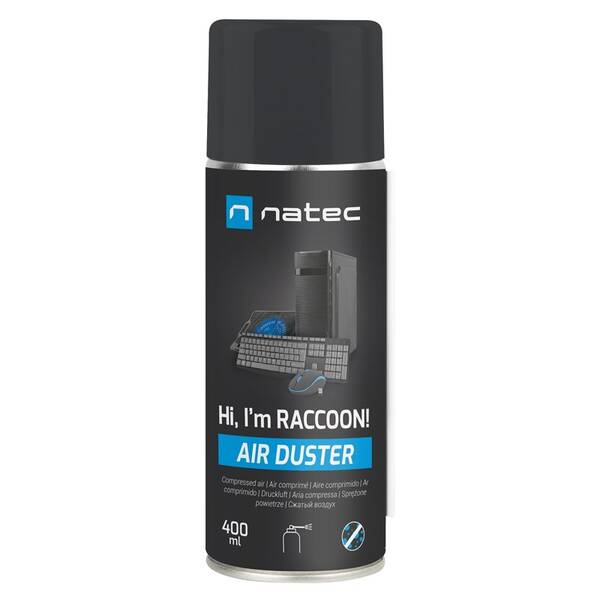 Stlačený vzduch Natec Raccoon Air 400 ml černý

