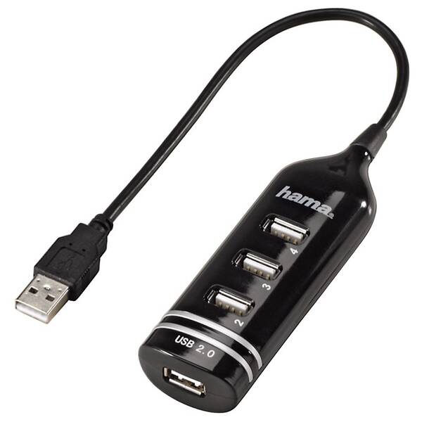 USB Hub Hama USB 2.0 / 4x USB 2.0 černý

