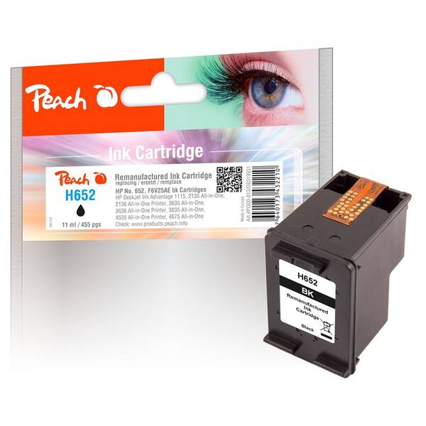 Inkoustová náplň Peach HP 652, 455 stran černá

