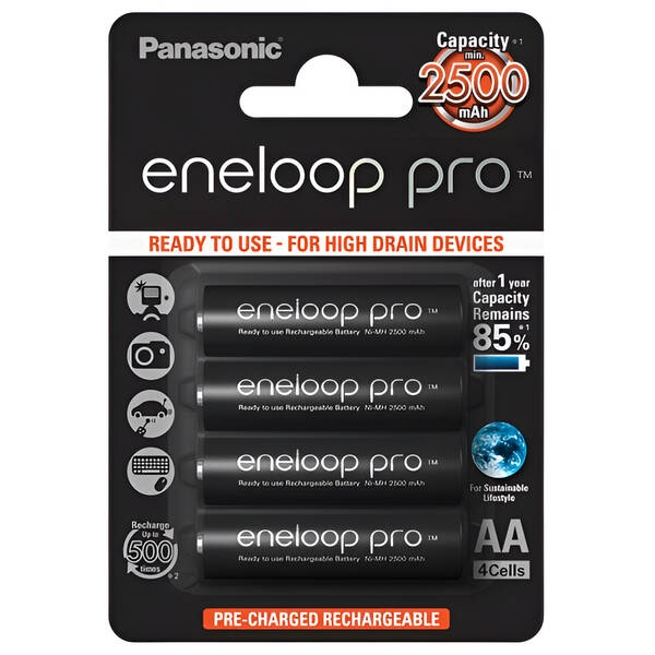 Baterie nabíjecí Panasonic Eneloop Pro AA, HR06, 2500mAh, Ni-MH, blistr 4ks 

