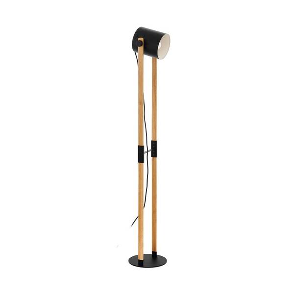 Stojací lampa Eglo Hornwood černá/dřevo

