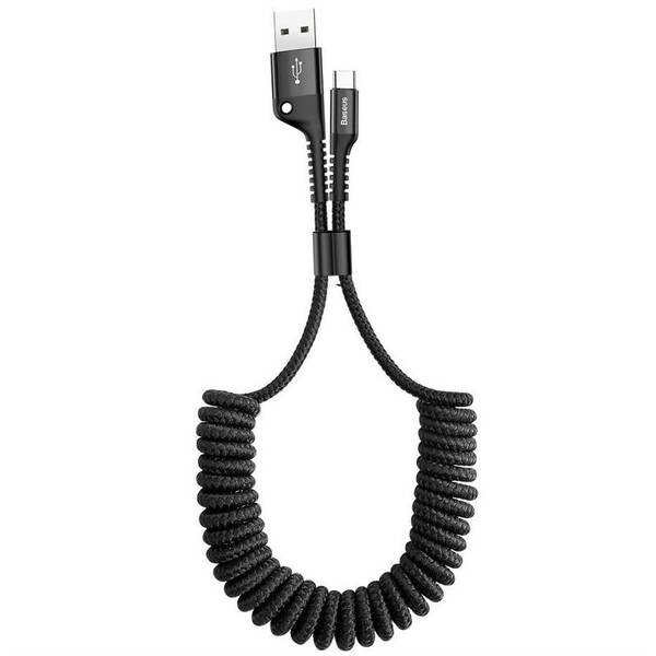 Kabel Baseus Fish-eye Spring USB/USB-C, 1m černý

