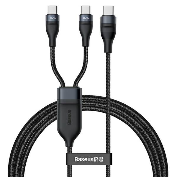 Kabel Baseus Flash Series USB-C/USB-C + USB-C 100W 1,5m černý

