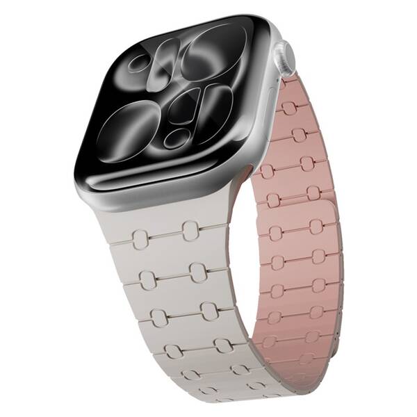Řemínek Epico Magnetic+ Silicone na Apple Watch SE (40mm)/Series 1-9 (38/40/41mm) 10-11 (42mm) bílý


