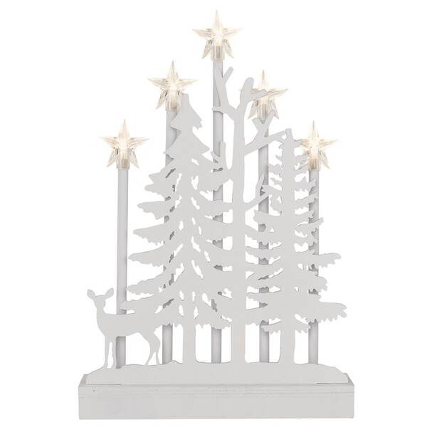 LED dekorace EMOS 5 LED les s hvězdami dřevěný, 35,5 cm, 2x AA, vnitřní, teplá bílá 

