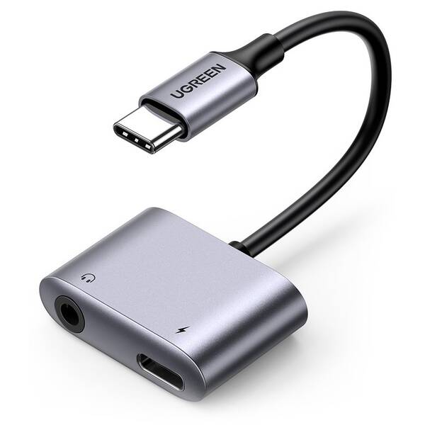 Redukce UGREEN USB-C/USB-C PD + 3.5mm Jack šedá barva
