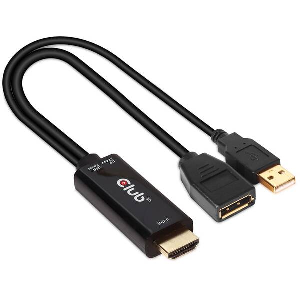 Redukce Club3D HDMI/DisplayPort, 4K60Hz, M/F, aktivní černá

