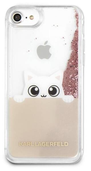 Kryt na mobil Karl Lagerfeld Peek and Boo Case Glitter na iPhone 7/8 zlatý/průhledný


