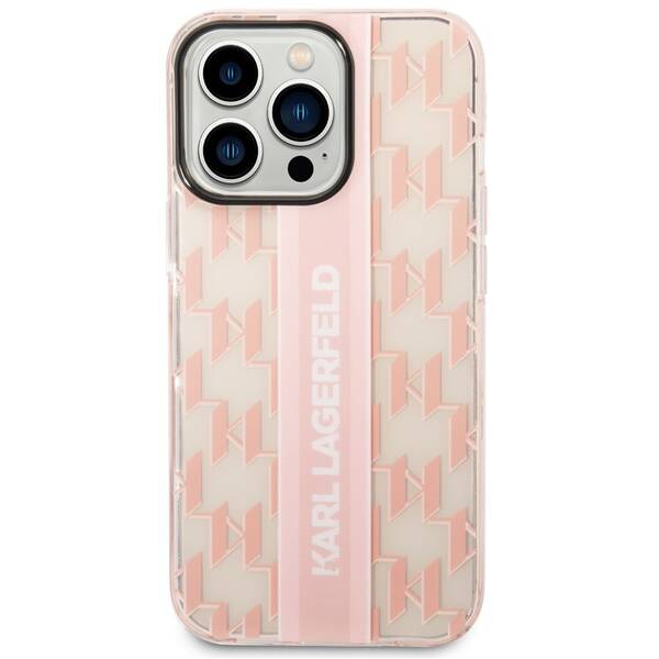 Kryt na mobil Karl Lagerfeld Monogram Vertical Stripe na Apple iPhone 14 Pro Max růžový

