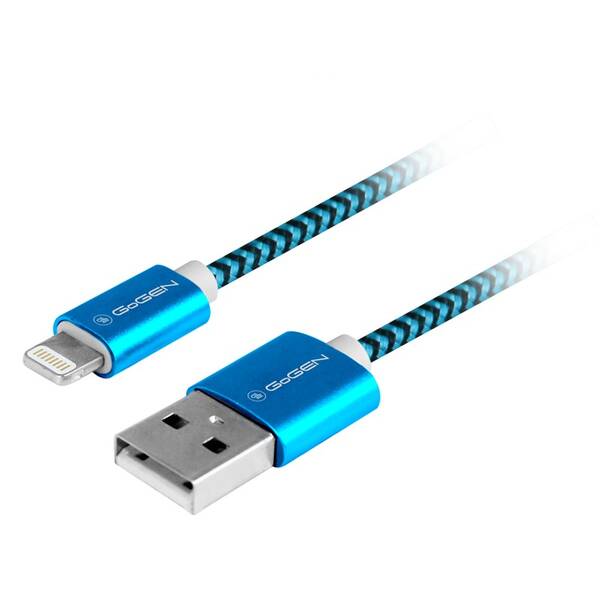 Kabel GoGEN USB / lightning, 1m, opletený modrý

