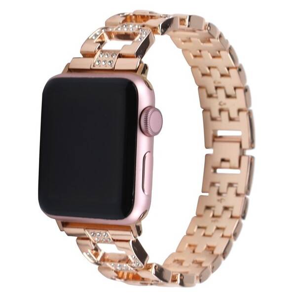 Řemínek WG chain, kovový, na Apple Watch 42/44/45/49 mm + adapter - rose gold 

