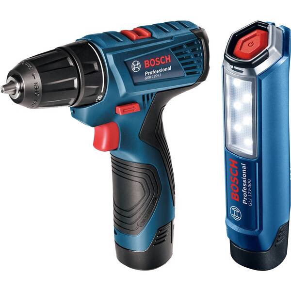 Vrtací šroubovák Bosch Professional GSR 120 LI  +  GLI 12V-300 (s baterií) 

