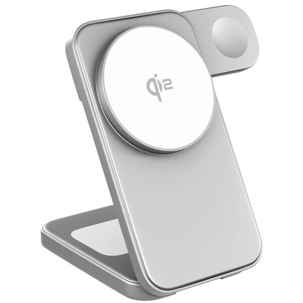 Bezdrátová nabíječka Spello by Epico ForceBase Qi2 3in1 Fold stříbrná


